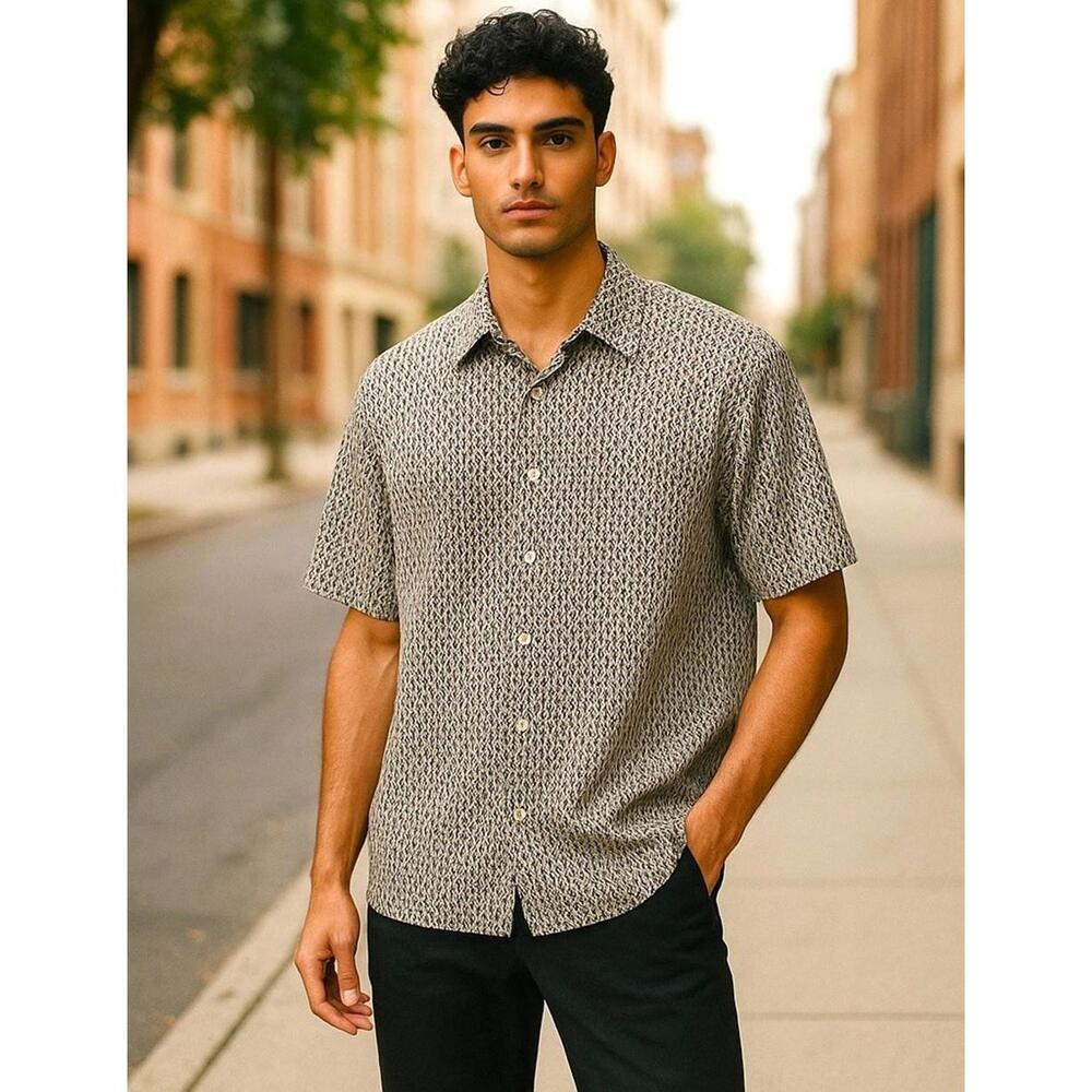 Culturata Men’s Short Contemporary Fit Shirt Button Down Parrot Print XL